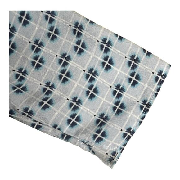 Reiss Giselle Watercolor Three-Quarter Sleeve Blue Geo Print Silk Dress Size 4 - Picture 13 of 15